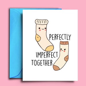 Cartão de amor perfeitamente imperfeito - Cartão de aniversário engraçado - Cartão de meia fofo para casais - Cartão exclusivo de dia dos namorados
