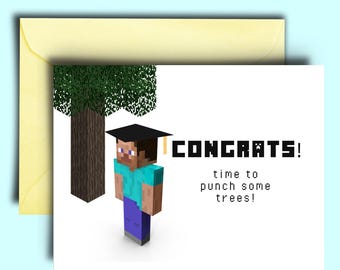 Carte de remise des diplômes amusante en art pixel gamer pour l'obtention du diplôme universitaire - joli cadeau pour les diplômés universitaires
