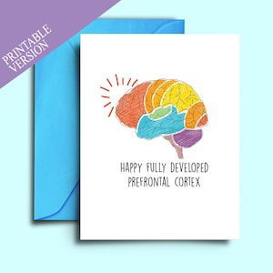 Printable 25th Birthday Card for Neuroscience Student, Psychology Student, Medical School Student, Nurse, PHD - A5 Blank Card