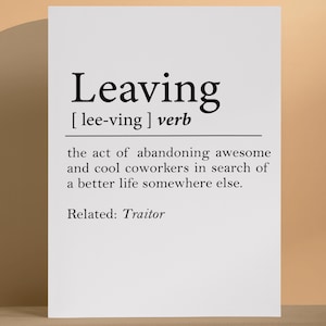 Funny Leaving Card: Sarcastic Goodbye Card for Coworker