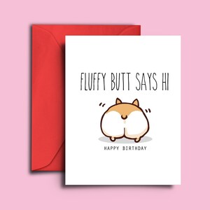 Carte de joyeux anniversaire Corgi Butt pour petit ami, petite amie, meilleur ami, soeur, frère, femme, mari - carte vierge A5