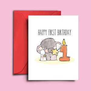 Carte d'anniversaire pour bébé garçon, petite fille - non sexiste pour les enfants de 1 an - imprimée sur du papier cartonné A5 respectueux de l'environnement