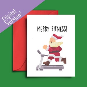 Weihnachtskarte für Fitness Buff - Gym Ratte - Merry Fitness - Grußkarte für Personal Trainer, Fitness Instruktor, Pilates Lehrer