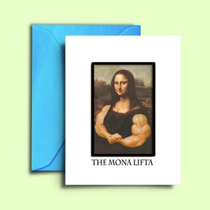 Carte Mona Lifta amusante pour femme, rat de gym, amateur de fitness, haltérophile, instructeur d'entraînement, passionné d'exercice - Carte meme pour femme
