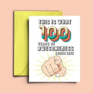 Tarjeta de cumpleaños número 100 para abuelos, abuelas y abuelos: 100 años de genialidad: linda tarjeta en blanco A5 para centenarios