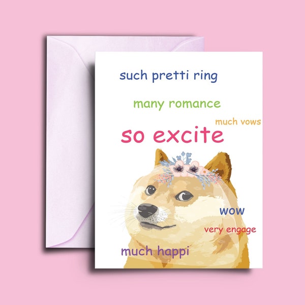 Funny Doge Engagement Congratulations Card For Engaged Couple, Bride To Be, Best Friend - Funny Wedding Card, Happy Engagement Card A5 Blank