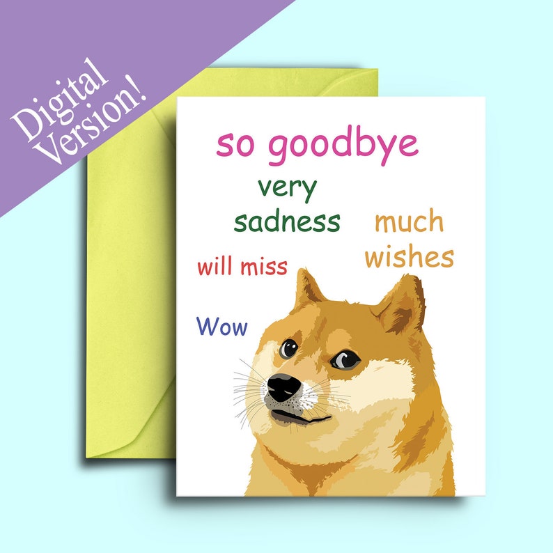Printable Doge Farewell Card for Coworker Best Friend Meme ...