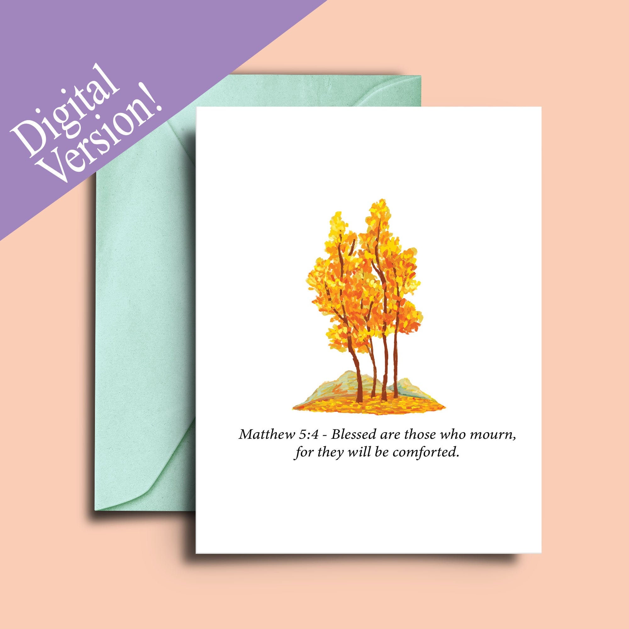 Printable Christian Sympathy Card, Biblical Condolence Message, Matthew ...