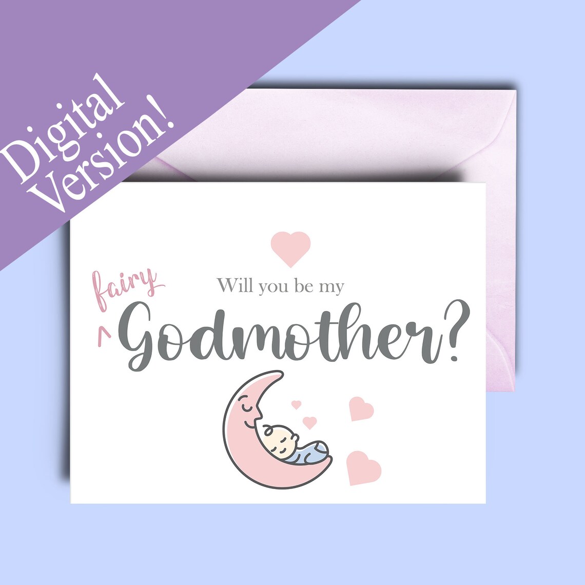 Printable Will You Be My Fairy Godmother Cute Pretty Godmother Proposal ...