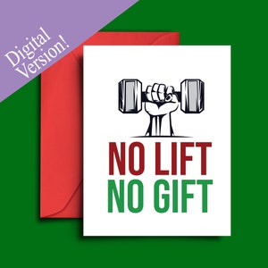 Sem elevador, sem presente - Cartão de Natal com tema de fitness para impressão - Cartões de felicitações A5 para academia e treino, cartão de Natal para personal trainer, instrutor
