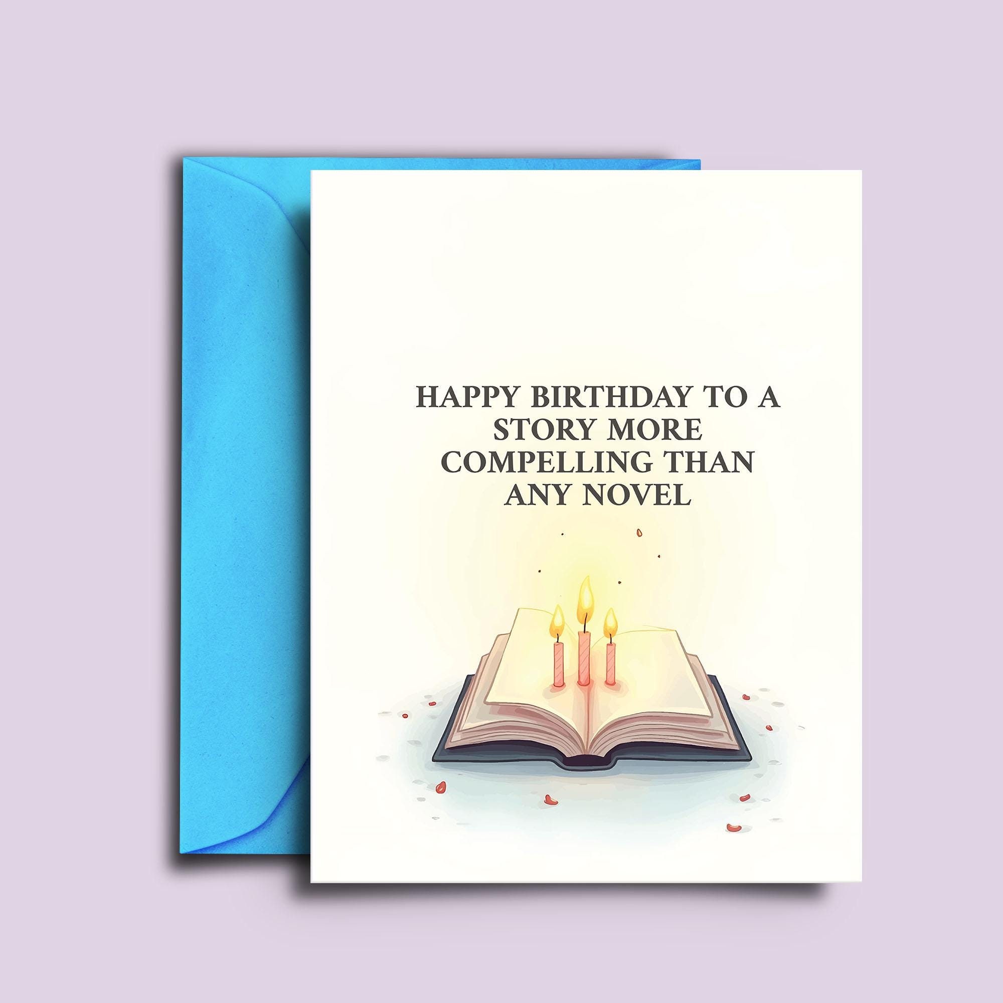 Book Lover Birthday Card - Literary Art Greeting for Readers and