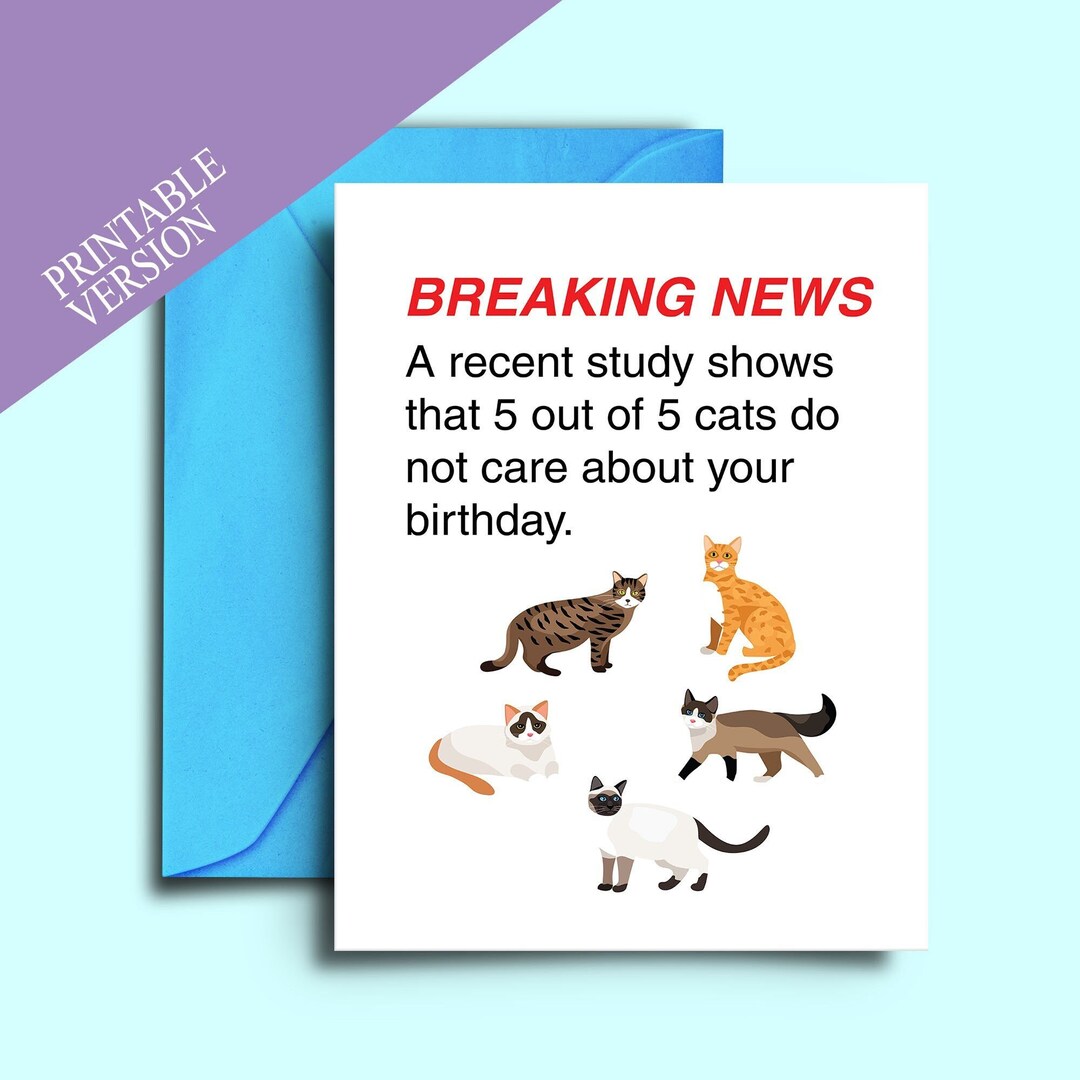 Funny Cat Birthday Card for Cat Mom, Blank A5 (printable) - Etsy