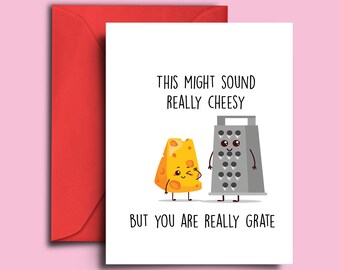 Cheesy Pun Anniversary Card, Valentine's Day Card, Food Humor Pun Love Card For Boyfriend, Girlfriend, Husband, Wife, Appreciative Thank You