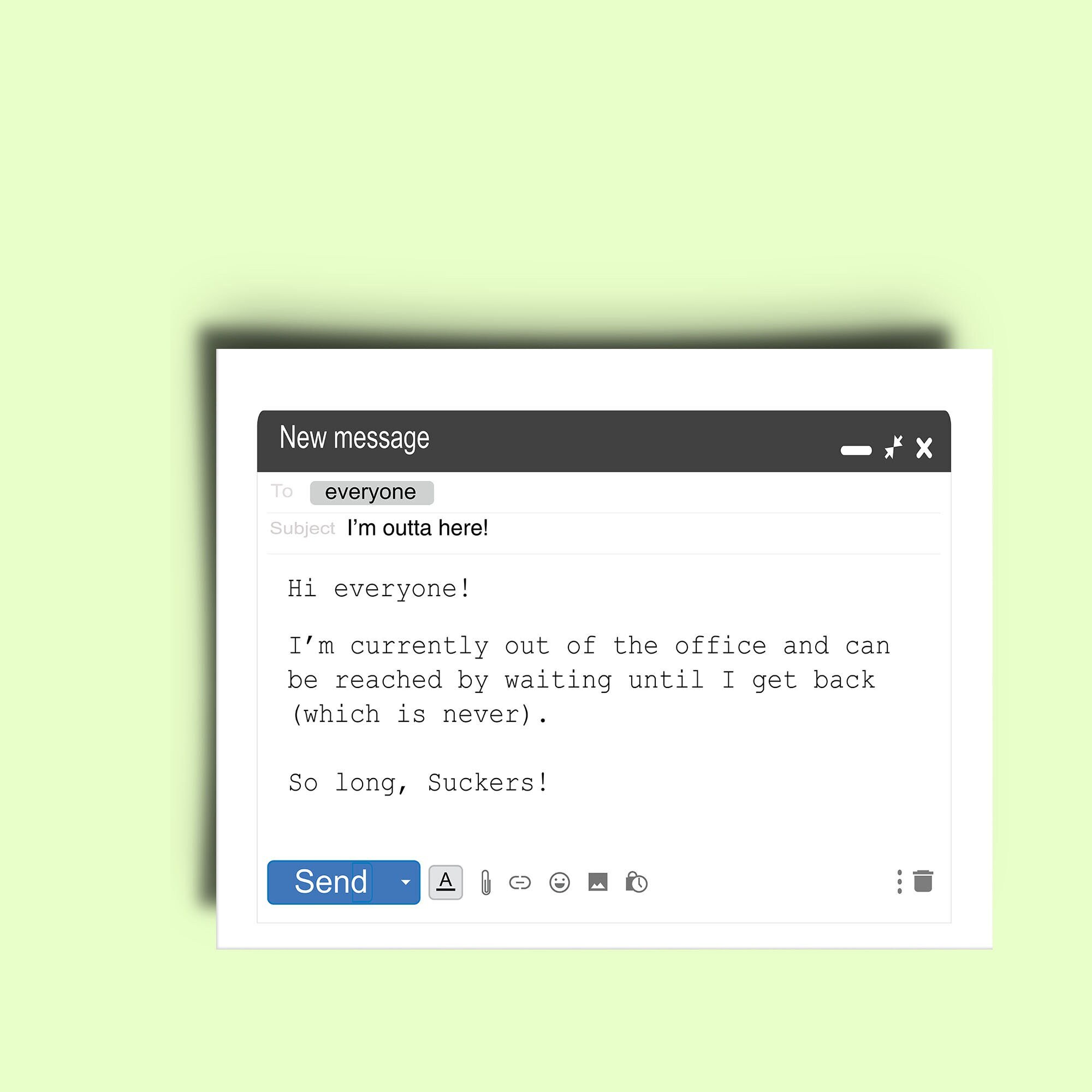 Funny Farewell Card Out of Office Email Sarcastic Goodbye Card for ...