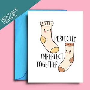Carte amour drôle imprimable - carte chaussettes dépareillées - carte d'anniversaire pour petit ami petite amie - carte couple mignon - carte amour original