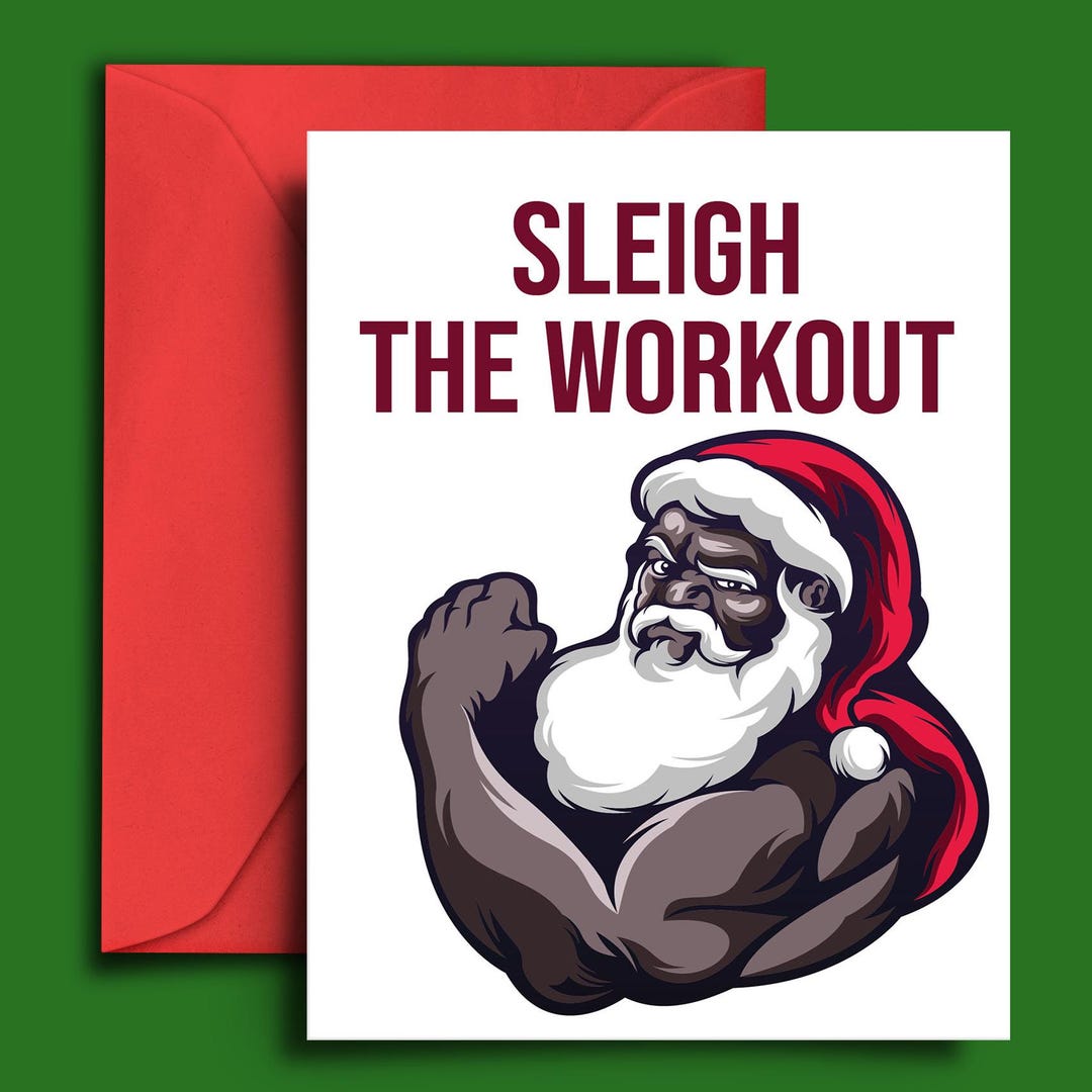 Funny Buff Santa Christmas Card: Gym Workout Holiday Card - Etsy