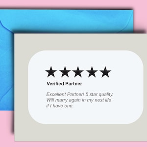 Lustige Jubiläumskarte - 5-Sterne-Review-Partnerkarte - Ehemann-Frau-Heiratskarte - Verifizierter Partner