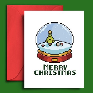 Carte de Noël geek pour petit ami joueur de jeu console rétro, mari - carte de Noël art ringard 8 bits - carte vierge A5 - carte de joyeux Noël