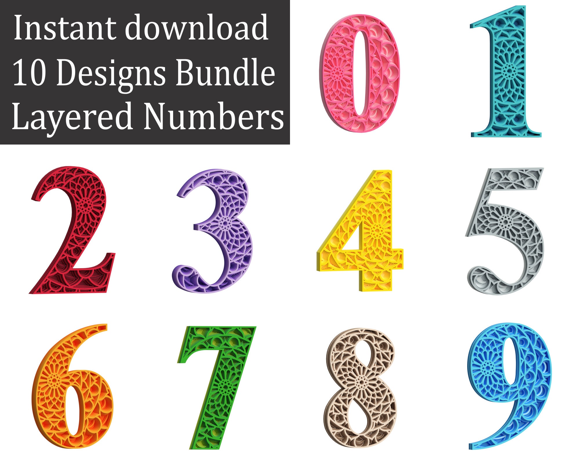 Layered Number Bundle layered alphabet svg layered letters ...