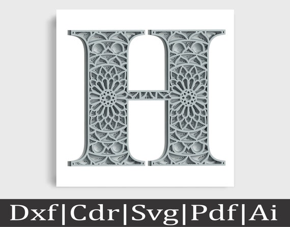 Download Layered Letter H Layered Alphabet Svg Layered Letters Svg 3d Multilayer Mandala Glowforge Files Svg For Cricut Digital Product Mdc060