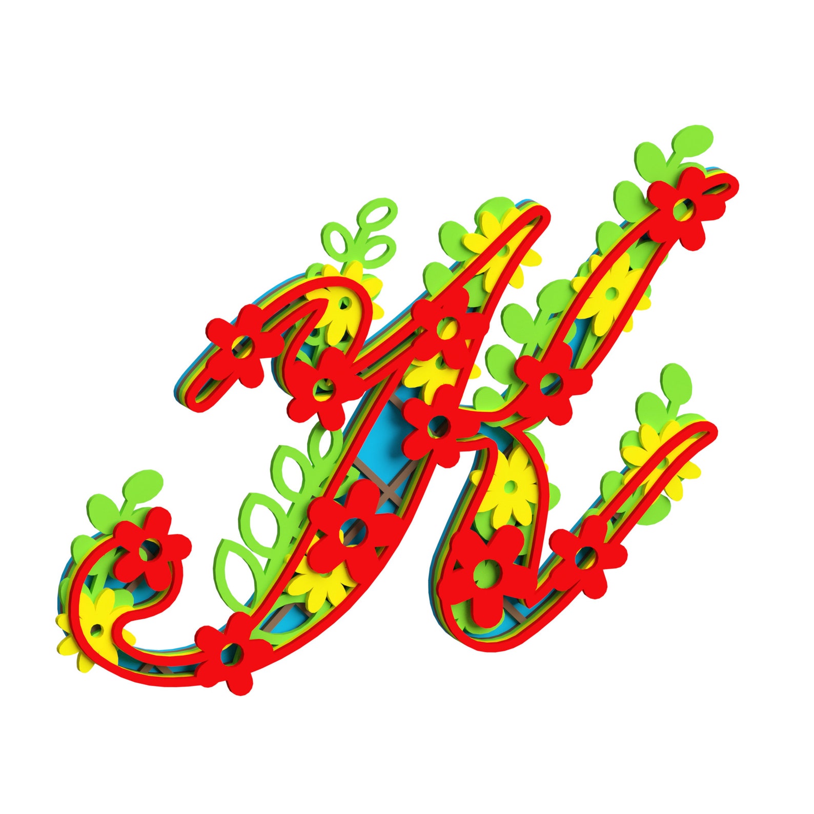 Download Layered Script Letter K for laser cut layered monogram svg | Etsy