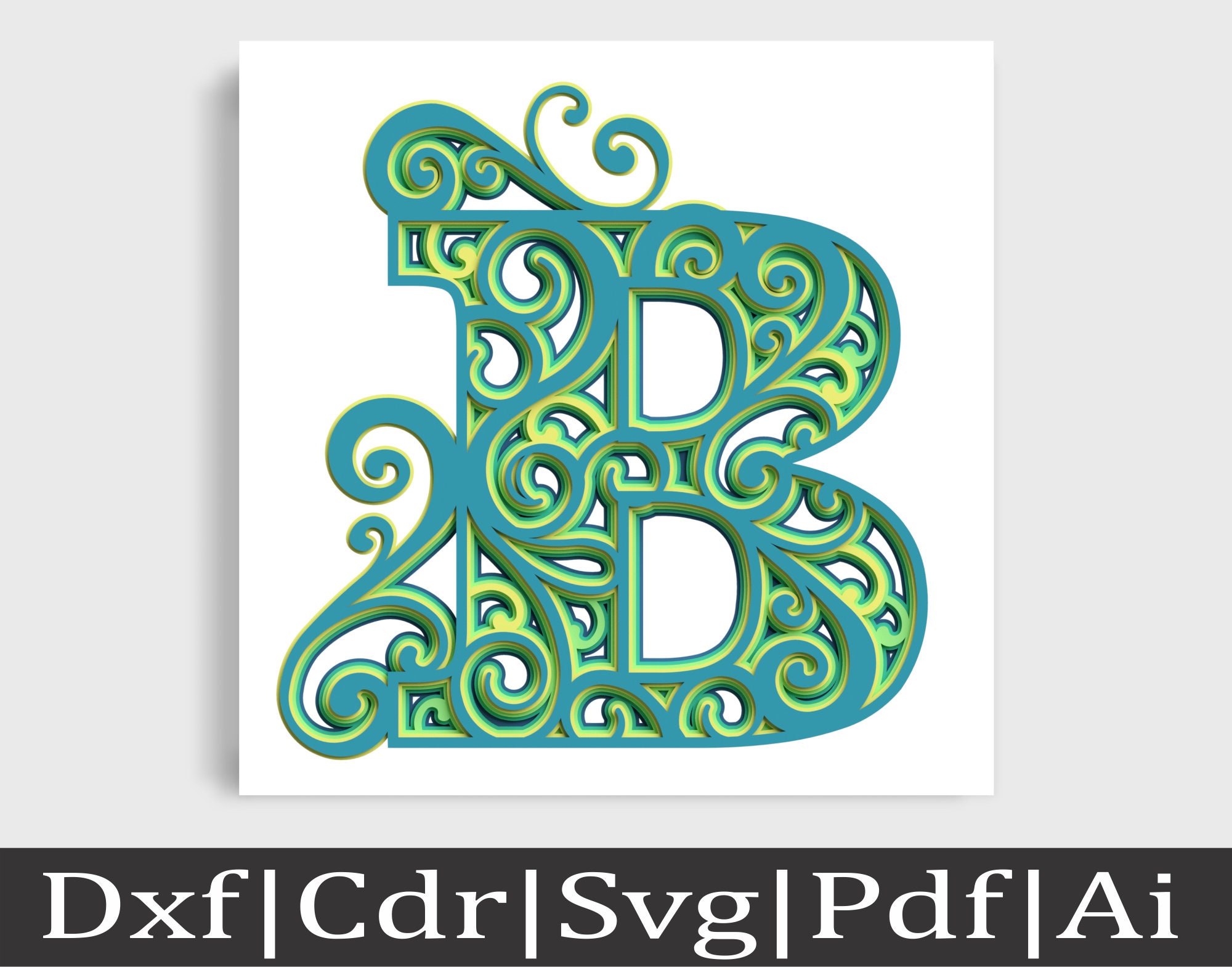 Download Layered Letter B For Laser Cut Layered Monogram Svg Layered Etsy