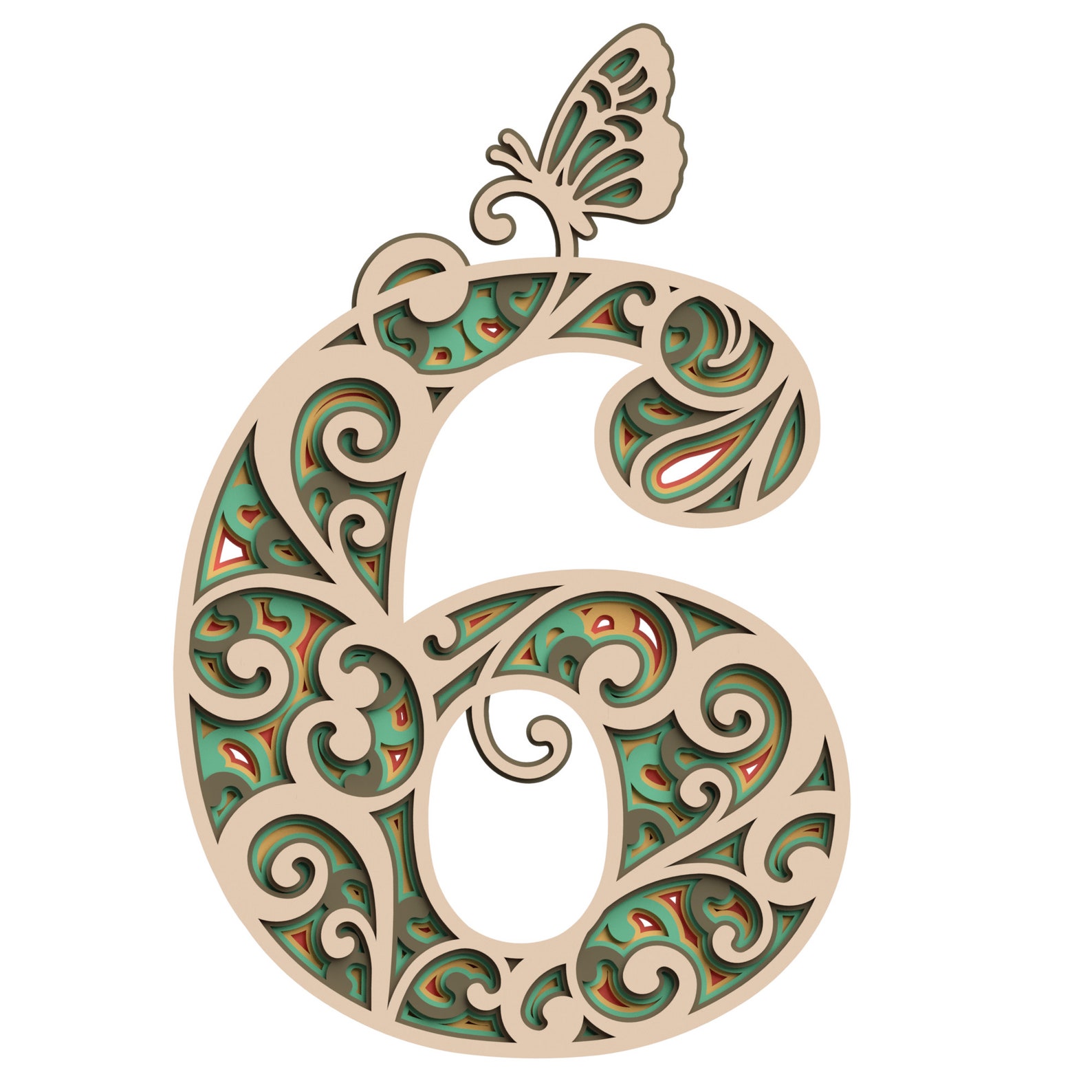 Download Layered Number 6 for laser cut layered monogram svg ...