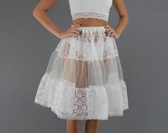 Ivory Lace Petticoat edged in Delicate Lace Trim