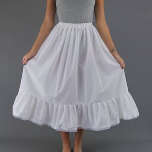 White Cotton Petticoat Plain Edged Lace Edged or Anglaise/Eyelet Choose Length + Waist