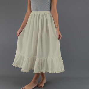 Ivory Cotton Petticoat, Plain Edged, Lace Edged or Broderie Anglaise, Choose Length + Waist