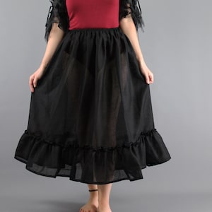 Full Gathered Black Cotton Lawn Petticoat Lightweight image 1
