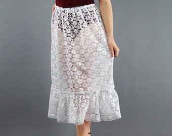 Long White Lace Skirt Extender - Choose Length + Waist