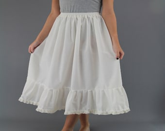 Plus Size Ivory Cotton Underskirt , Lace, Anglaise or Plain - Waist 37" - 50"