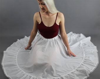 Full Circle Lightweight Cotton Petticoat White  Made to Order