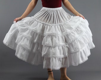 Country + Western Tiered Frilly Cotton Lace Petticoat - Made to Order