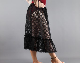 Long Black Lace Skirt Extender - Choose Length + Waist