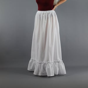 Full Length White Cotton Petticoat Maxi Long Underskirt - Made to Order Any Length