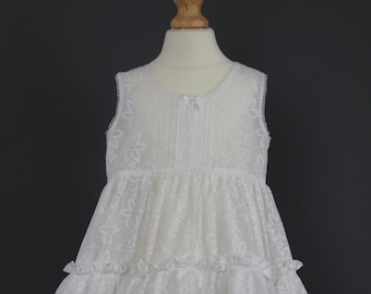 Babies Lightweight White Cotton Dress Slip Petticoat Embroidered Flower Design