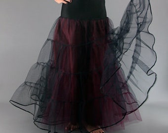 Long Gothic Net Petticoat - Choose colour of net and lining, waist + length