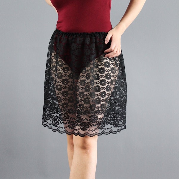 Delicate Black Lace Skirt Extender - Choose Length + Waist