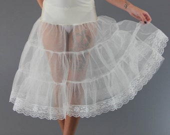 2 Layer Net Petticoat Edged In Lace Trim - Choose From 11 Colours