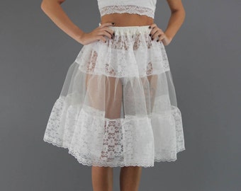 Ivory Lace Petticoat edged in Delicate Lace Trim
