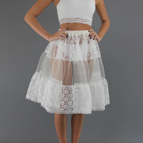 Ivory Lace Petticoat edged in Delicate Lace Trim