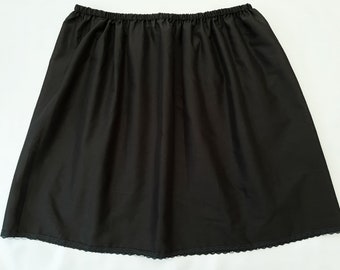 Black Cotton Half Slip - Lace Edged - Choose Length + Waist