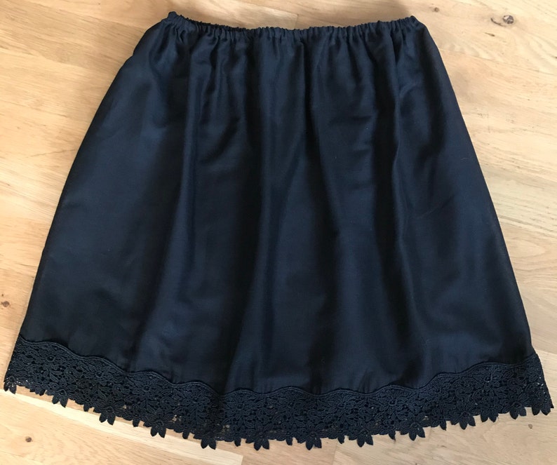 Black Cotton Lawn Slip Skirt With Guipure Lace Edge Underskirt Etsy