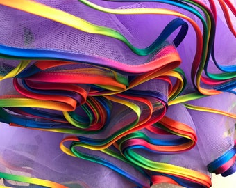 Retro 50s Net Petticoat with Rainbow Satin binding - Choose net colour, layers, length etc