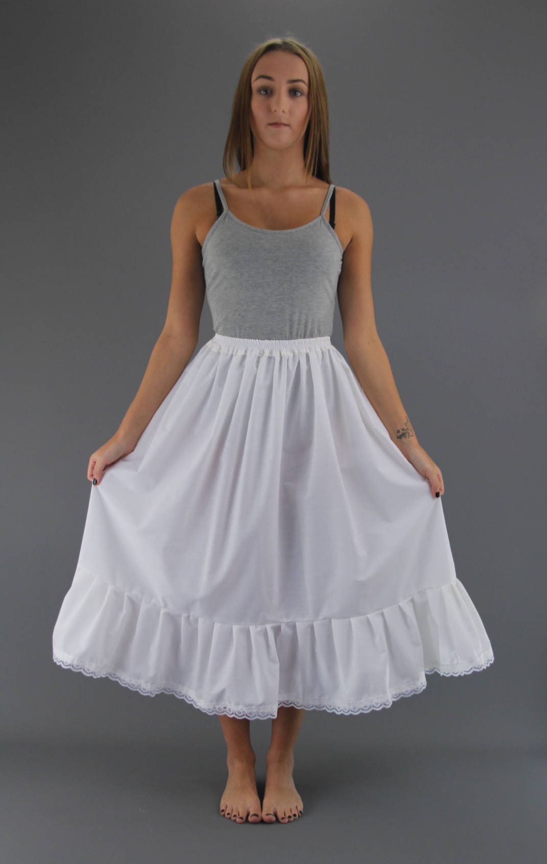 White Cotton Petticoat Plain Edged Lace Edged or Anglaise/eyelet