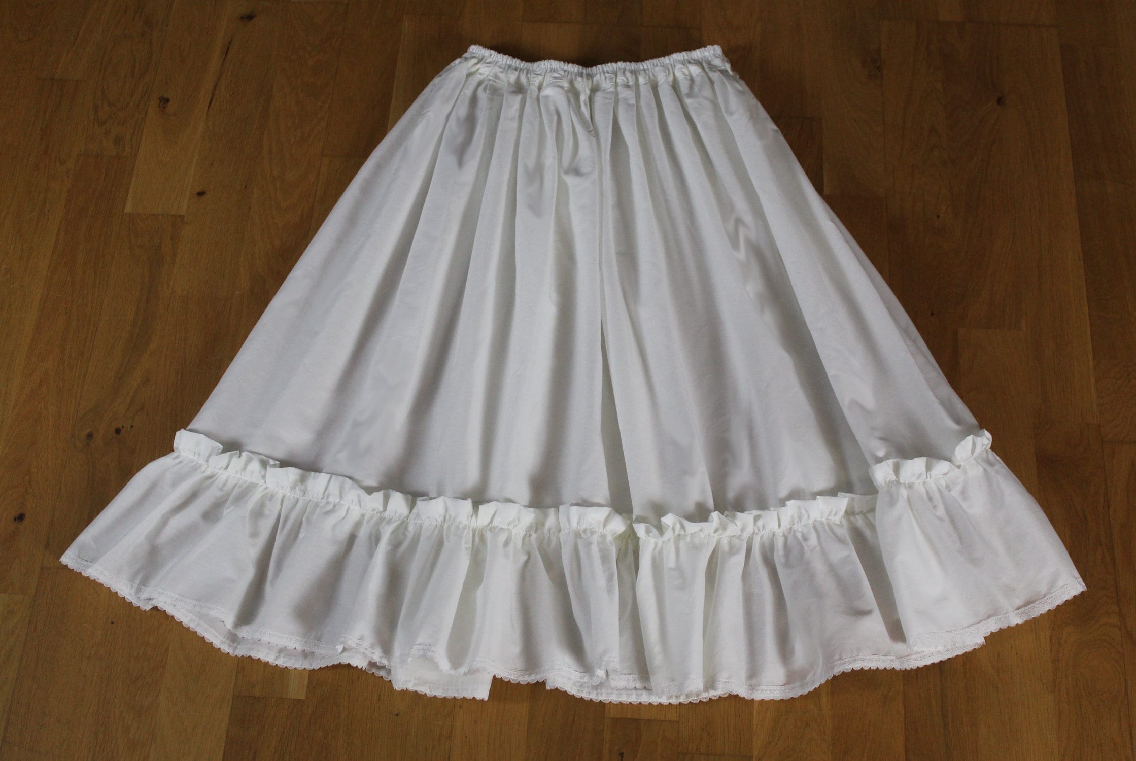 Full Gathered White Cotton Lawn Petticoat with Cluny Cotton Edging