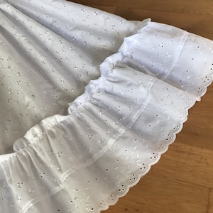 White Anglaise Eyelet  Petticoat Skirt Slip  Polycotton Frilled Made to Order - Choose Length + Waist