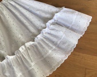 White Anglaise Eyelet  Petticoat Skirt Slip  Polycotton Frilled Made to Order - Choose Length + Waist
